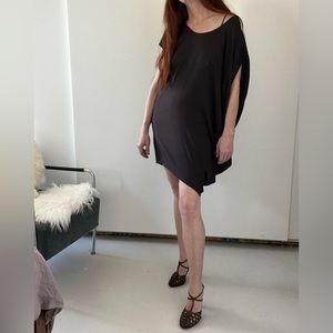 Helmet Lang silk dress with slip  chocolate brown